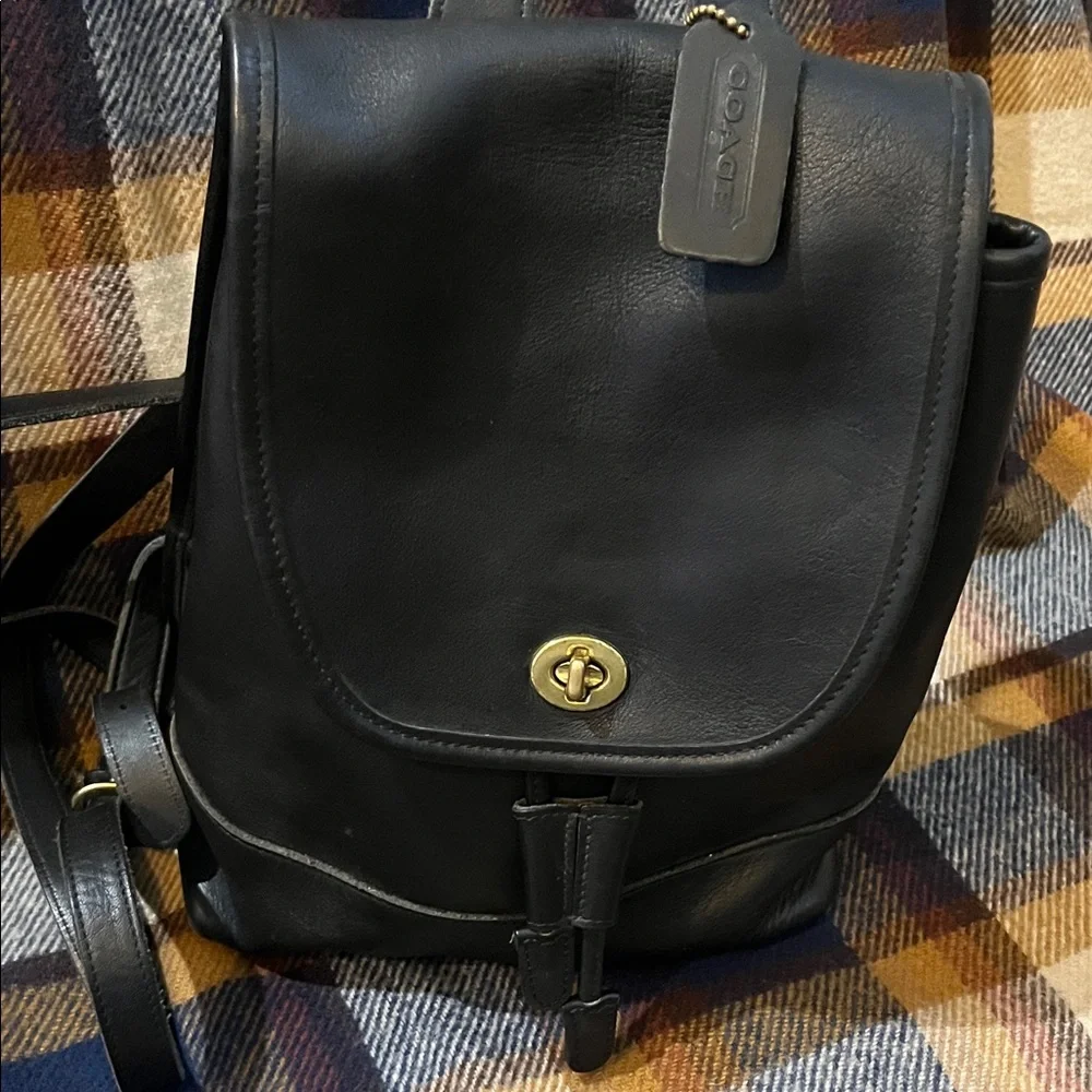 Coach Black Leather Backpack with Gold Hardware - Picture 2 of 10